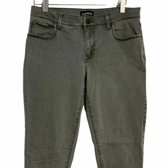 Express mid rise women's 6R distressed green ankle pants office‎ career casual - Picture 2 of 6